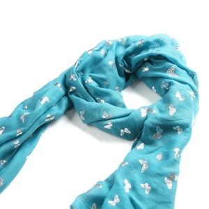 Turquoise and silver butterfly scarf